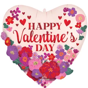 HAPPY VALENTINE'S DAY SATIN BRIGHT CHINTZ FLORAL GARLAND MULTI-BALLOON