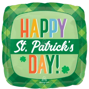18" HAPPY ST. PATRICK'S DAY PLAID HX