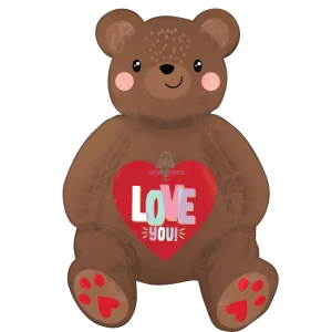 SATIN LOVE BEAR SITTER CONSUMER INFLATED MULTI-BALLOON
