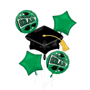 GREEN SCHOOL COLORS BE TRUE TO YOUR SCHOOL BOUQUET OF BALLOONS
