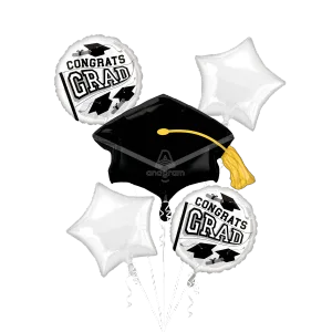 WHITE SCHOOL COLORS BE TRUE TO YOUR SCHOOL BOUQUET OF BALLOONS