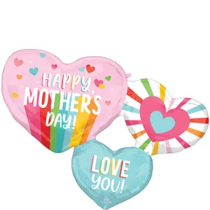 HAPPY MOTHER'S DAY BRIGHT STRIPES HEARTS SUPER SHAPE