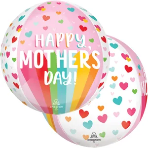 15" HAPPY MOTHER'S DAY BRIGHT STRIPES & HEARTS ORBZ