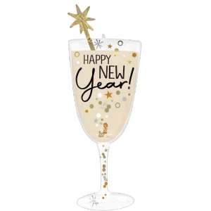 BUBBLY NEW YEAR GLASS SUPER SHAPE