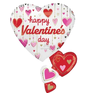 HAPPY VALENTINE'S DAY SATIN DANGLING HEARTS SUPER SHAPE