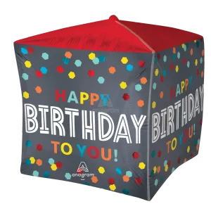 SATIN CONFETTI BURST BIRTHDAY ULTRA SHAPE CUBEZ
