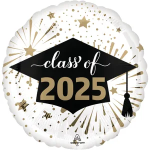 18" CLASS OF 2025 WHITE & GOLD HX