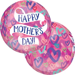 15" HAPPY MOTHER'S DAY LAYERED HEARTS ORBZ