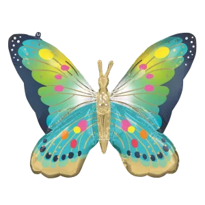 VIBRANT BLUE SATIN BUTTERFLY FLUTTERS SUPER SHAPE