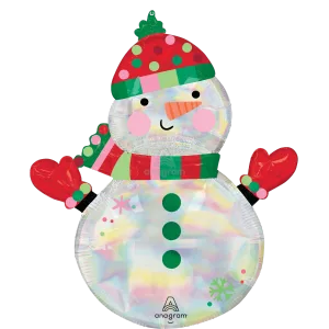 SHIMMERING IRIDESCENT SNOWMAN HOLOGRAPHIC SUPER SHAPE