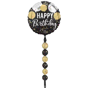 BLACK SILVER GOLD BIRTHDAY AIRWALKERS XL