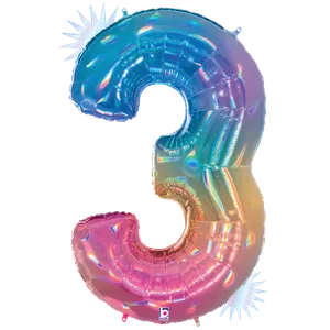 34" NUMBER 3 OPAL RAINBOW HOLOGRAPHIC MEGALOON