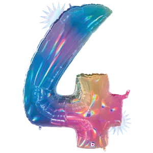 34" NUMBER 4 OPAL RAINBOW HOLOGRAPHIC MEGALOON