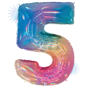 34" NUMBER 5 OPAL RAINBOW HOLOGRAPHIC MEGALOON