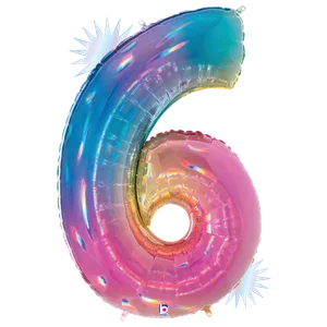 34" NUMBER 6 OPAL RAINBOW HOLOGRAPHIC MEGALOON