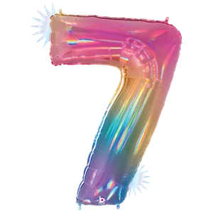 34" NUMBER 7 OPAL RAINBOW HOLOGRAPHIC MEGALOON