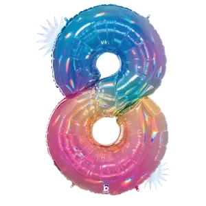 34" NUMBER 8 OPAL RAINBOW HOLOGRAPHIC MEGALOON