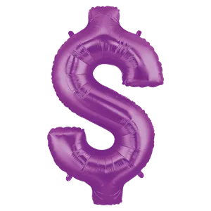 34" SYMBOL $ DOLLAR SIGN PURPLE MEGALOON PKG