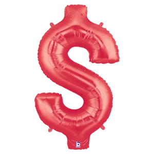 34" SYMBOL $ DOLLAR SIGN RED MEGALOON PKG
