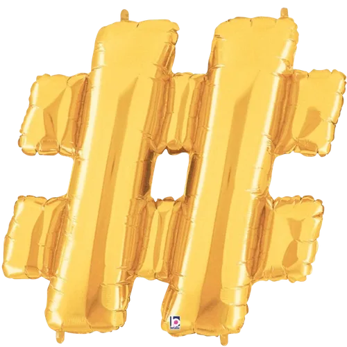 34" SYMBOL # HASHTAG SIGN GOLD MEGALOON