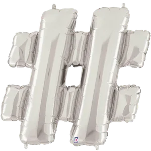 34" SYMBOL # HASHTAG SIGN SILVER MEGALOON