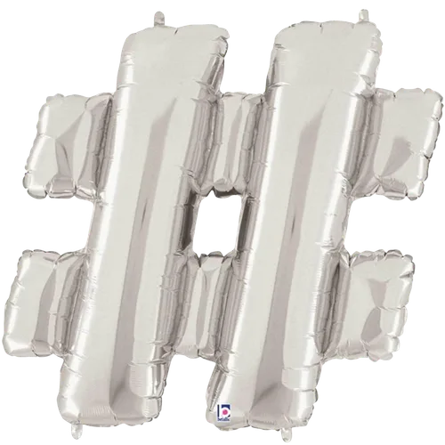 34" SYMBOL # HASHTAG SIGN SILVER MEGALOON