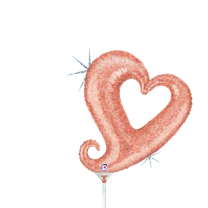 CHAIN OF HEARTS ROSE GOLD HOLOGRAPHIC MINI SHAPE 