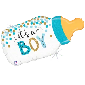 33" CONFETTI BABY BOTTLE BOY HOLOGRAPHIC SHAPE