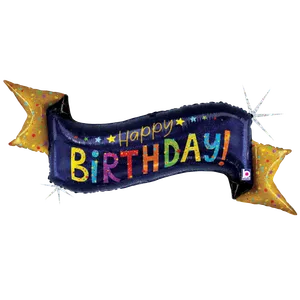 51" NAVY BIRTHDAY BANNER HOLOGRAPHIC 