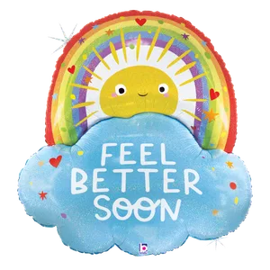 35" FEEL BETTER RAINBOW SUN GLITTER HOLOGRAPHIC 