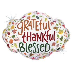 36" GRATEFUL THANKFUL BLESSED GLITTER HOLOGRAPHIC SHAPE
