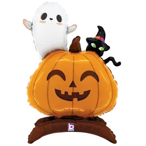 30" STANDUPS JACK-O-LANTERN AIR FILLED SHAPE PACKED W/STRAW
