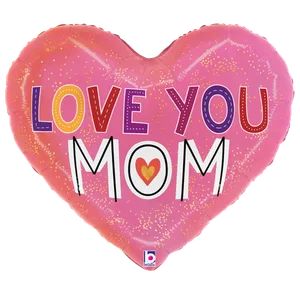 24" LOVE YOU MOM HEART SHAPE