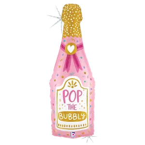 37" BUBBLY CHAMPAGNE BOTTLE GLITTER HOLOGRAPHIC SHAPE