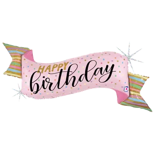 45" PASTEL BIRTHDAY BANNER GLITTER HOLOGRAPHIC SHAPE
