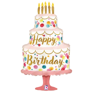 33" SATIN BIRTHDAY PINK CAKE SHAPE