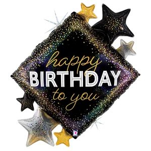 38" METALLIC BIRTHDAY DIAMOND STARS GLITTER HOLOGRAPHIC SHAPE