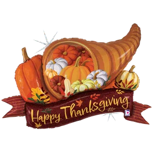 37" CORNUCOPIA THANKSGIVING BANNER GLITTER HOLOGRAPHIC SHAPE