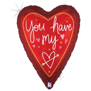 26" ELEGANT YOU HAVE MY HEART GLITTER HOLOGRAPHIC