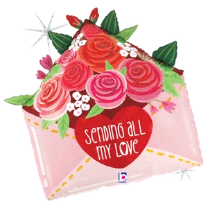 25" SENDING LOVE ROSES ENVELOPE GLITTER HOLOGRAPHIC