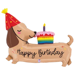 43" FOIL SHAPE, PACKAGED (D) HAPPY BIRTHDAY DACHSHUND