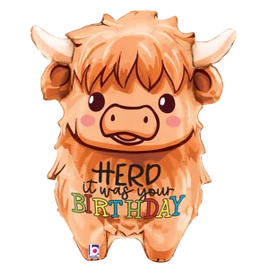 27" FOIL SHAPE, PACKAGED (C ) HIGHLAND COW BIRTHDAY