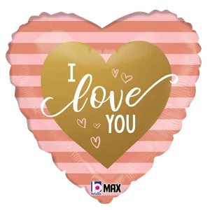 18" ROSE GOLD STRIPES I LOVE YOU MAX FLOAT HEART