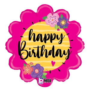 18" HAPPY BIRTHDAY FLOWERS SHAPE MAX FLOAT