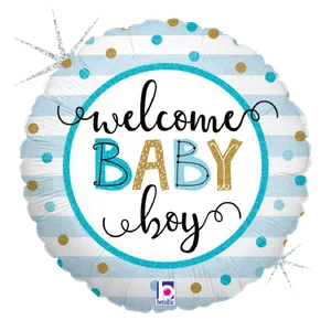 18" BABY BOY STRIPES HOLOGRAPHIC