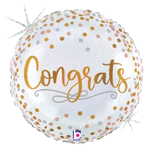 18" CONGRATS CONFETTI GLITTER HOLOGRAPHIC
