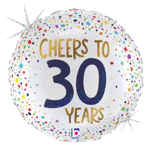 18" CHEERS TO 30 YEARS GLITTER HOLOGRAPHIC 
