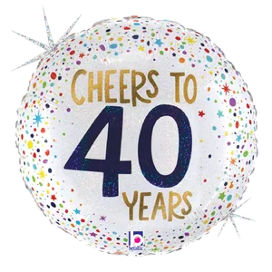 18" CHEERS TO 40 YEARS GLITTER HOLOGRAPHIC 
