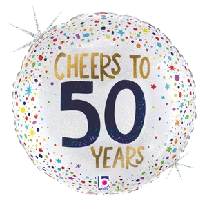 18" CHEERS TO 50 YEARS GLITTER HOLOGRAPHIC 