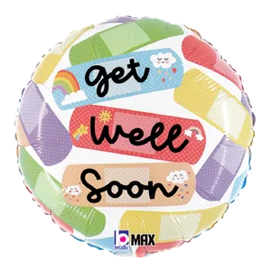 18" CHEERFUL GET WELL BANDAIDS MAX FLOAT ROUND